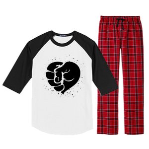 Black History Protest Fist Heart Raglan Sleeve Pajama Set