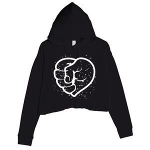 Black History Protest Fist Heart Crop Fleece Hoodie