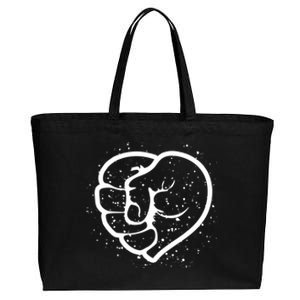 Black History Protest Fist Heart Cotton Canvas Jumbo Tote