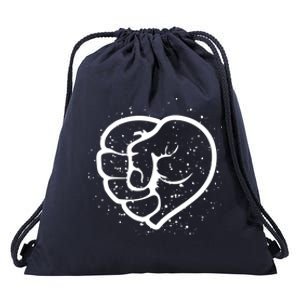 Black History Protest Fist Heart Drawstring Bag