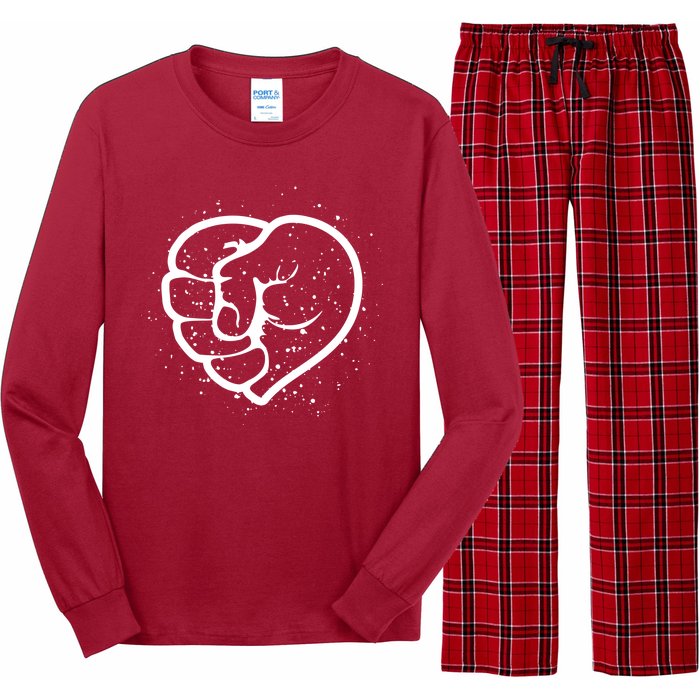 Black History Protest Fist Heart Long Sleeve Pajama Set