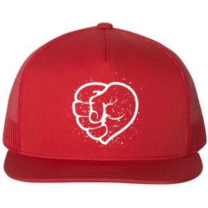 Black History Protest Fist Heart Flat Bill Trucker Hat