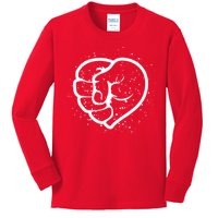 Black History Protest Fist Heart Kids Long Sleeve Shirt