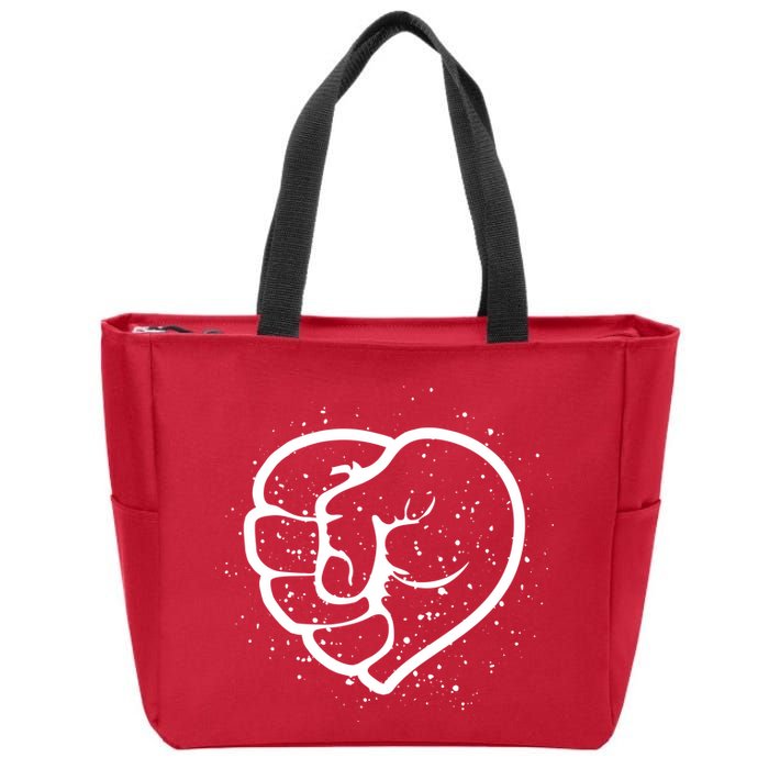 Black History Protest Fist Heart Zip Tote Bag