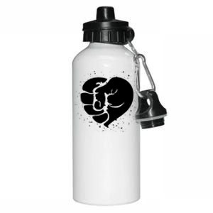 Black History Protest Fist Heart Aluminum Water Bottle