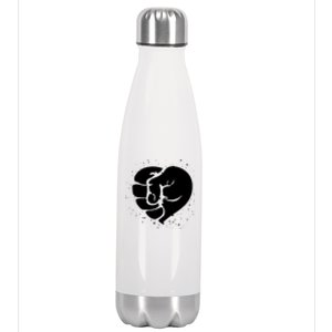 Black History Protest Fist Heart Stainless Steel Insulated Water Bottle