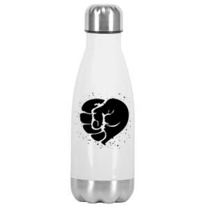 Black History Protest Fist Heart Stainless Steel Insulated Water Bottle