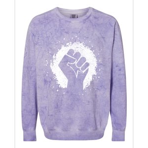 Black History Protest Fist Paint Splatter Colorblast Crewneck Sweatshirt