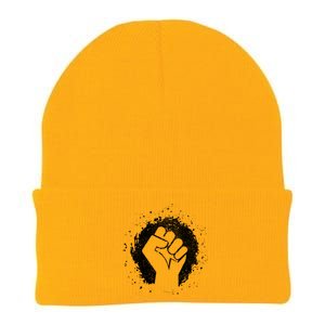 Black History Protest Fist Paint Splatter Knit Cap Winter Beanie