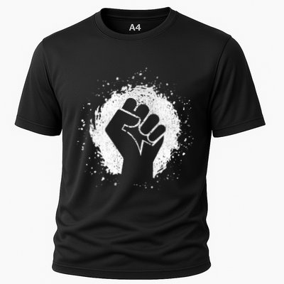 Black History Protest Fist Paint Splatter Performance Shirt