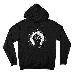 Black History Protest Fist Paint Splatter Hoodie