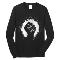 Black History Protest Fist Paint Splatter Long Sleeve Shirt