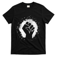 Black History Protest Fist Paint Splatter T-Shirt