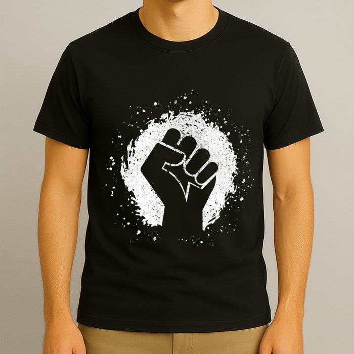 Black History Protest Fist Paint Splatter T-Shirt