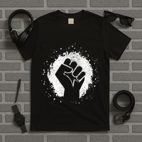 Black History Protest Fist Paint Splatter T-Shirt
