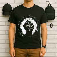 Black History Protest Fist Paint Splatter T-Shirt