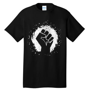 Black History Protest Fist Paint Splatter Tall T-Shirt