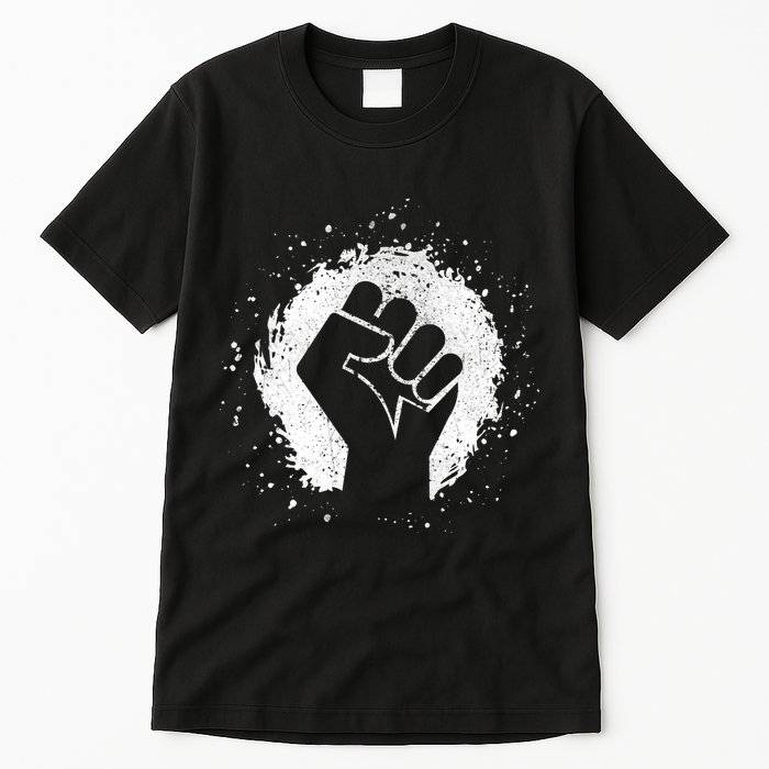Black History Protest Fist Paint Splatter Tall T-Shirt
