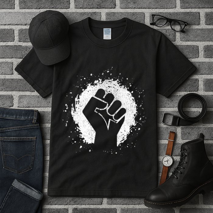 Black History Protest Fist Paint Splatter Tall T-Shirt
