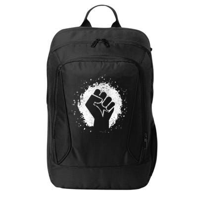 Black History Protest Fist Paint Splatter City Backpack