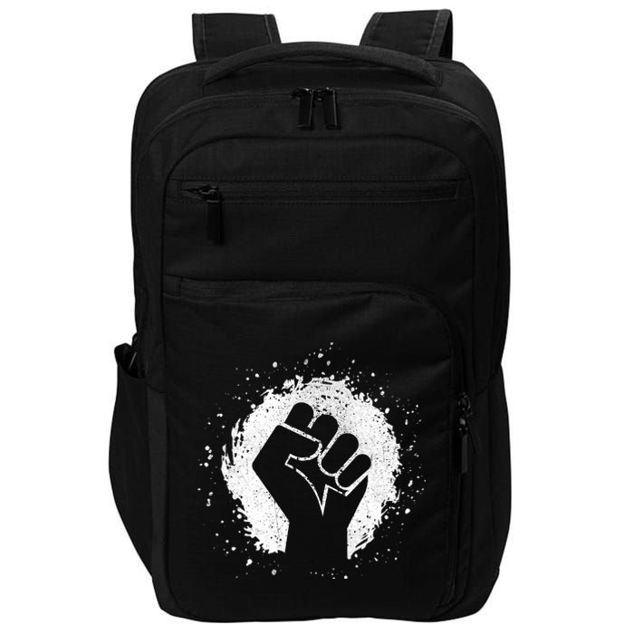 Black History Protest Fist Paint Splatter Impact Tech Backpack