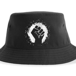 Black History Protest Fist Paint Splatter Sustainable Bucket Hat