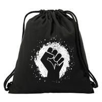 Black History Protest Fist Paint Splatter Drawstring Bag