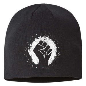 Black History Protest Fist Paint Splatter Sustainable Beanie