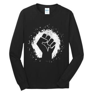 Black History Protest Fist Paint Splatter Tall Long Sleeve T-Shirt