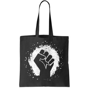 Black History Protest Fist Paint Splatter Tote Bag