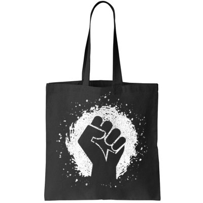 Black History Protest Fist Paint Splatter Tote Bag