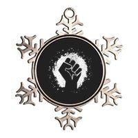 Black History Protest Fist Paint Splatter Metallic Star Ornament