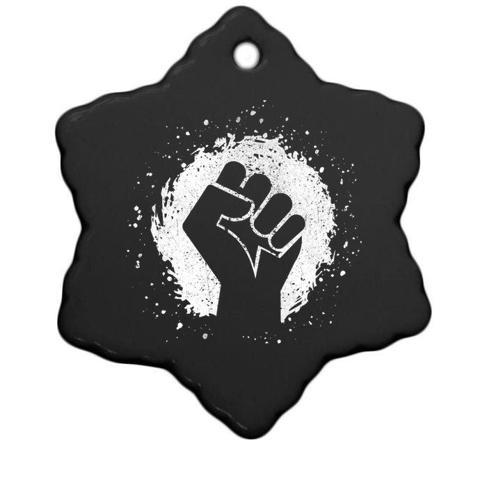 Black History Protest Fist Paint Splatter Ceramic Star Ornament