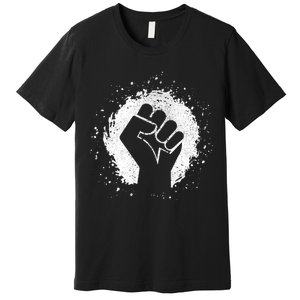 Black History Protest Fist Paint Splatter Premium T-Shirt