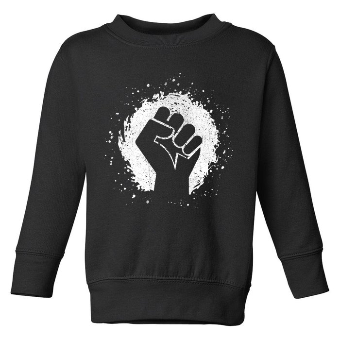 Black History Protest Fist Paint Splatter Toddler Sweatshirt