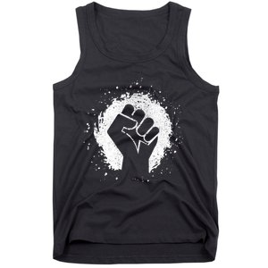 Black History Protest Fist Paint Splatter Tank Top