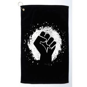 Black History Protest Fist Paint Splatter Platinum Collection Golf Towel