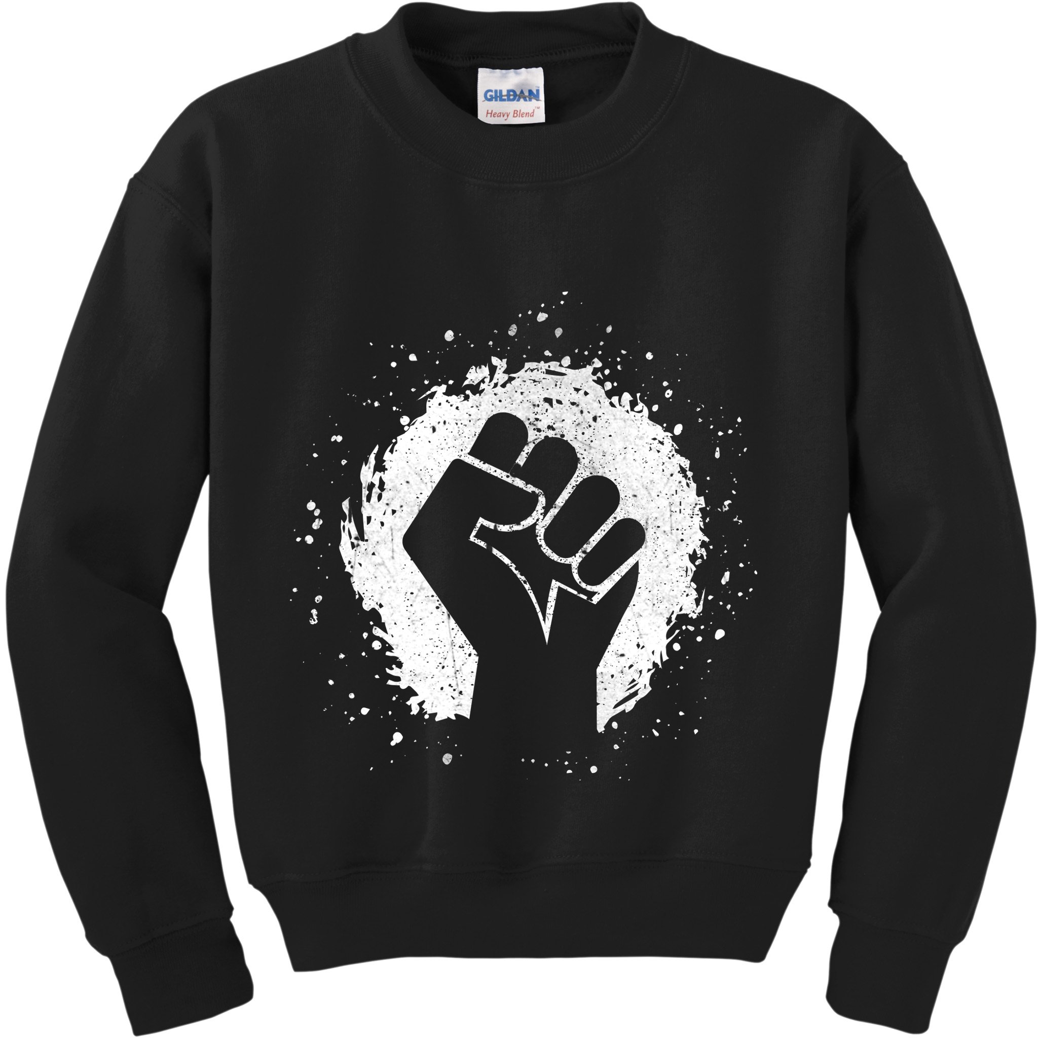 Black History Protest Fist Paint Splatter Kids Sweatshirt