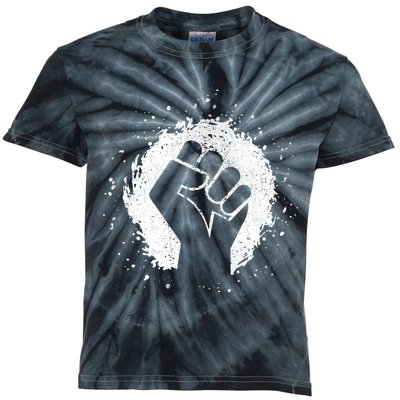 Black History Protest Fist Paint Splatter Kids Tie-Dye T-Shirt