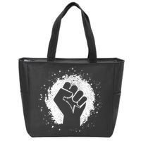 Black History Protest Fist Paint Splatter Zip Tote Bag