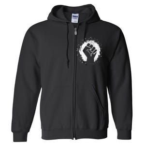 Black History Protest Fist Paint Splatter Full Zip Hoodie