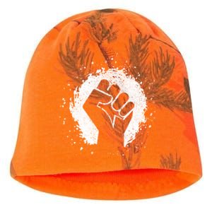 Black History Protest Fist Paint Splatter Kati - Camo Knit Beanie