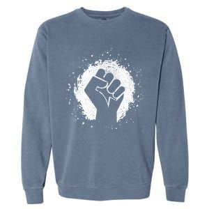 Black History Protest Fist Paint Splatter Garment-Dyed Sweatshirt