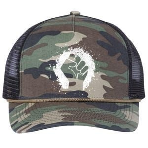 Black History Protest Fist Paint Splatter Retro Rope Trucker Hat Cap