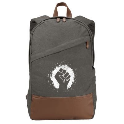 Black History Protest Fist Paint Splatter Cotton Canvas Backpack