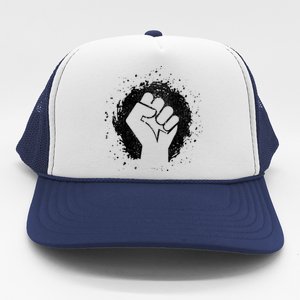 Black History Protest Fist Paint Splatter Trucker Hat