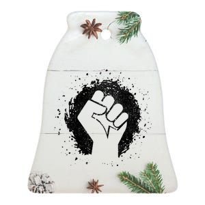 Black History Protest Fist Paint Splatter Ceramic Bell Ornament