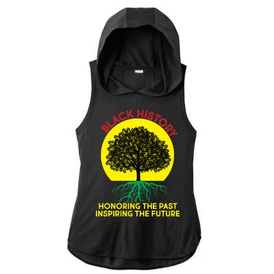 Black History Roots Past and Future Ladies PosiCharge Tri-Blend Wicking Draft Hoodie Tank