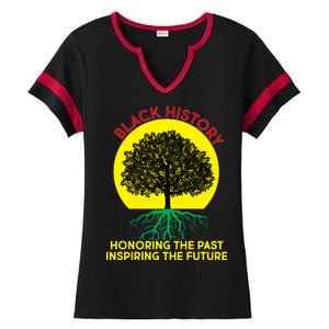 Black History Roots Past and Future Ladies Halftime Notch Neck Tee