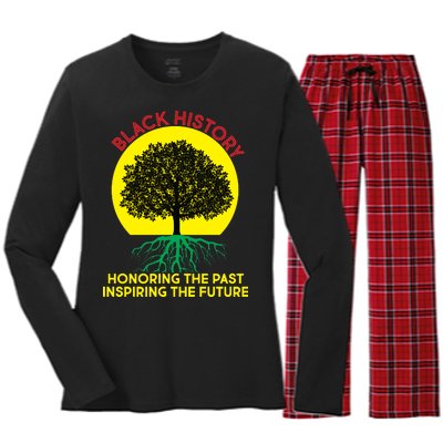 Black History Roots Past and Future Women's Long Sleeve Flannel Pajama Set 